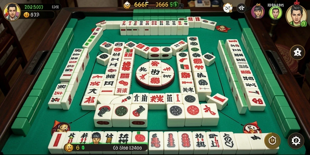 Tampilan gameplay Mahjong yang menarik dalam 666F.