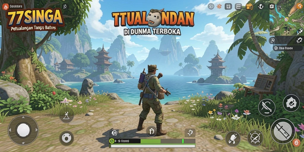 Tampilan gameplay menarik dari 77SINGA dalam dunia terbuka.