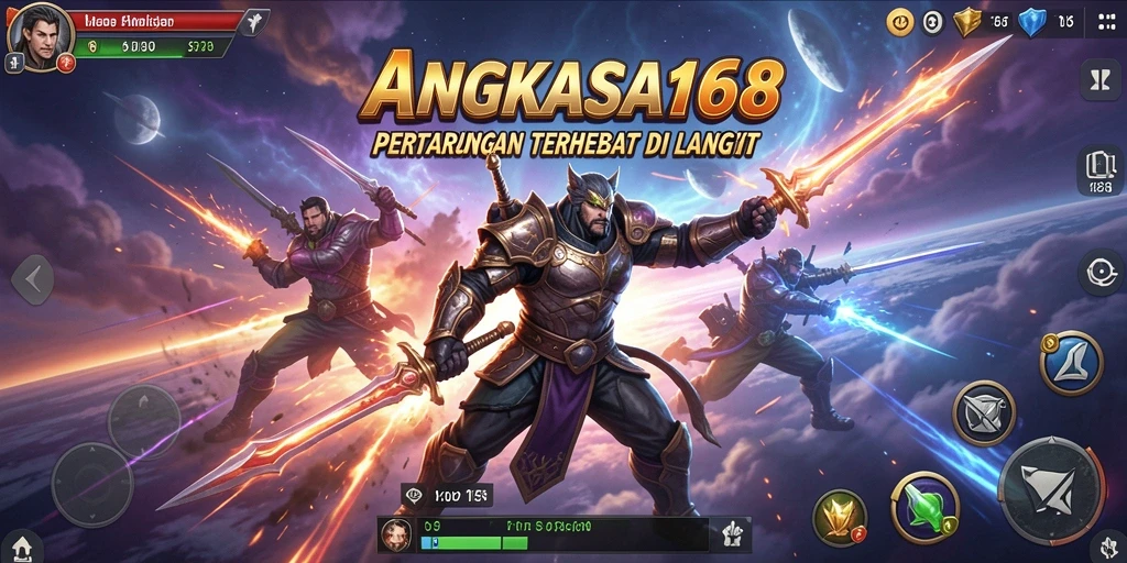 Screenshot gameplay ANGKASA168, menunjukkan aksi pertempuran seru di medan Battle Royale.