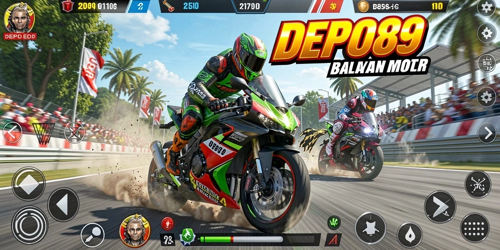Tampilan gameplay DEPO89 yang menegangkan di trek balapan.