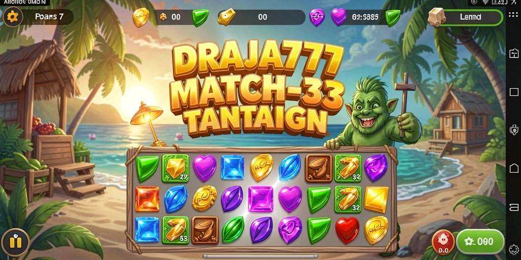 Screenshot gameplay DRAJA777 menampilkan aksi mencocokkan elemen warna.