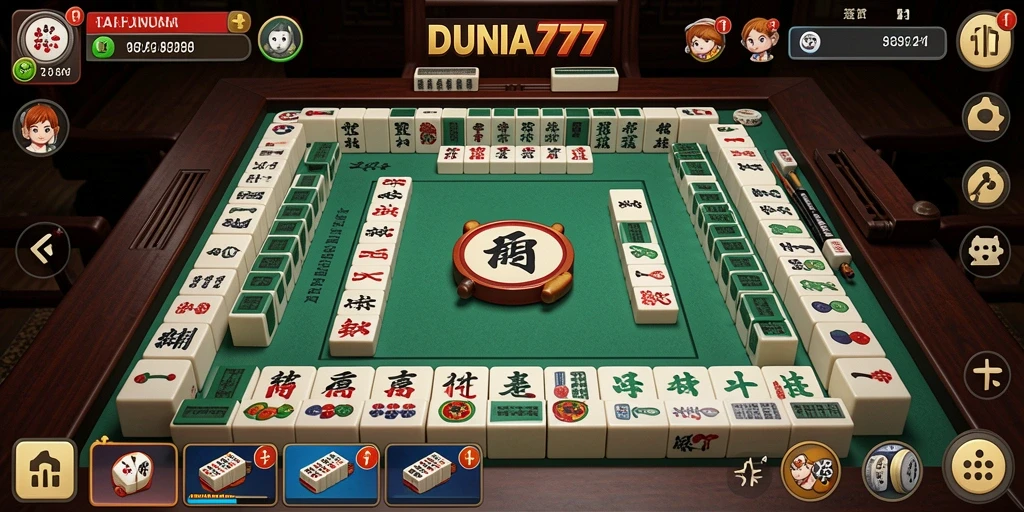 Tampilan gameplay DUNIA777 yang seru dan menantang dalam permainan Mahjong.