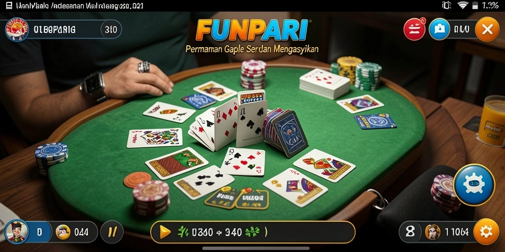 Tampilan gameplay seru dari permainan Gaple FUNPARI.