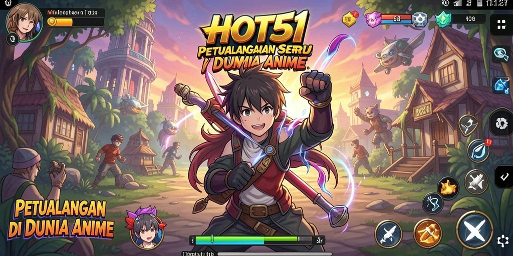 Screenshot HOT51 menampilkan karakter anime dalam pertarungan epik.