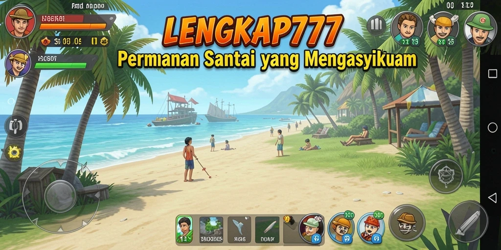 Tampilan gameplay mengasyikkan dari LENGKAP777 dengan warna cerah.