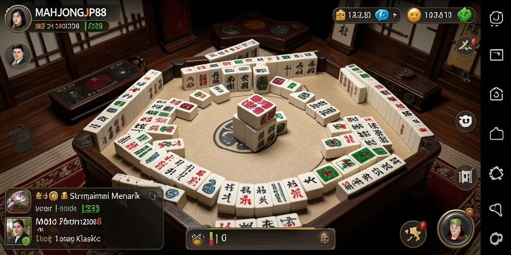Screenshot permainan SLG MAHJONGJP88 yang menampilkan gameplay yang mendebarkan.