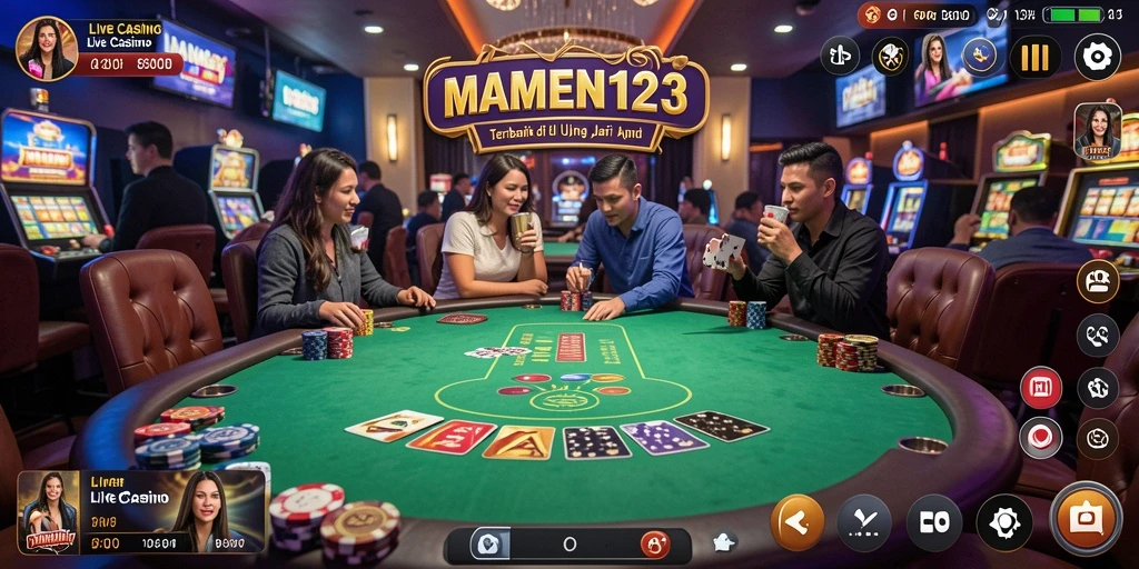 Tampilan seru gameplay MAMEN123 dengan dealer langsung di Live Casino.
