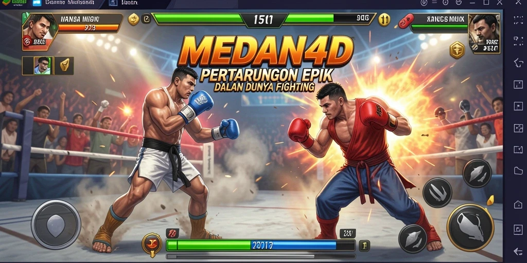 Screenshot utama MEDAN4D menampilkan aksi pertarungan yang mendebarkan.