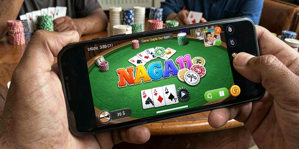 Screenshot NAGA11 menampilkan gameplay Gaple yang seru.