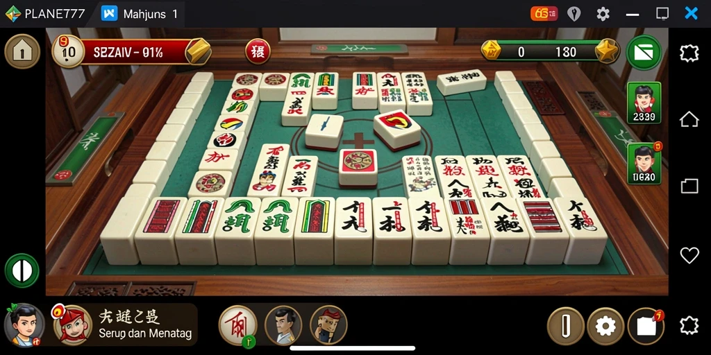 Tampilan menarik dari gameplay Mahjong di PLANET77.