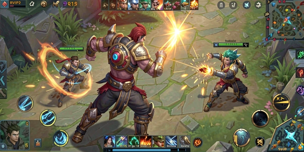 Screenshot yang menampilkan aksi seru dalam game MOBA RVIP2.