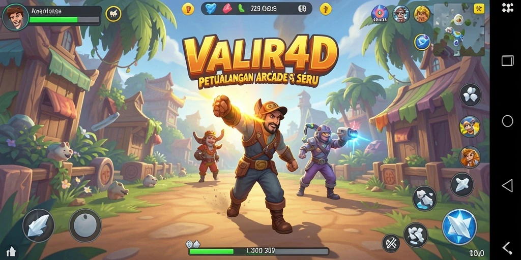 Screenshot utama VALIR4D menampilkan momen seru dalam gameplay arcade.