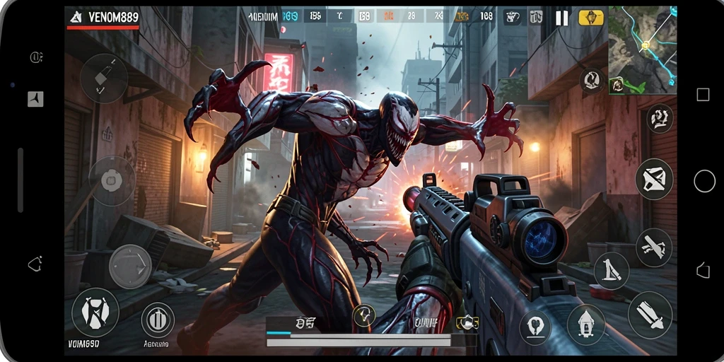 Gameplay menegangkan dalam VENOM889 dengan aksi seru di medan perang.