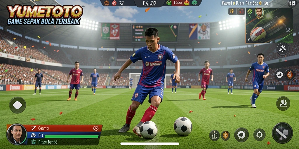 Screenshot gameplay YUMETOTO menampilkan para pemain di lapangan hijau.